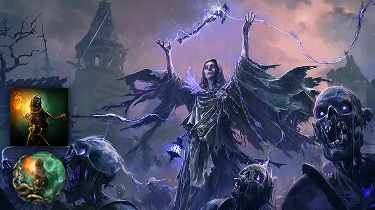Lich Artwork mit Arsonist Skill-Icons