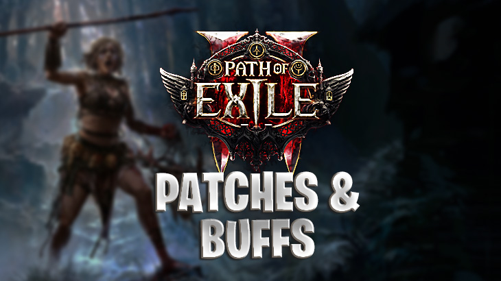 Path of Exile 2 Logo mit Schriftzug "Patches & Buffs"