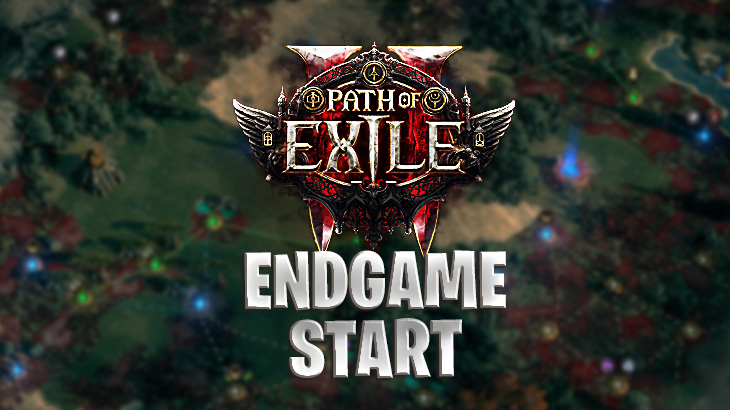 Schriftzug "Endgame Start" mit Path of Exile 2 Logo
