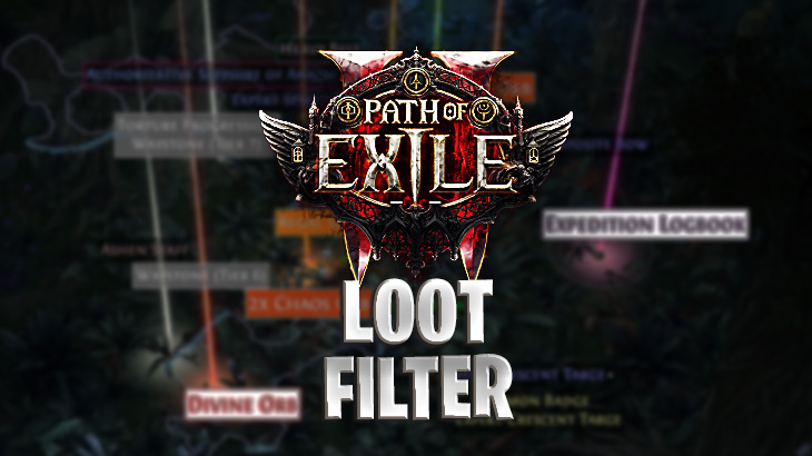 Schriftzug "Lootfilter" mit Path of Exile 2 Logo